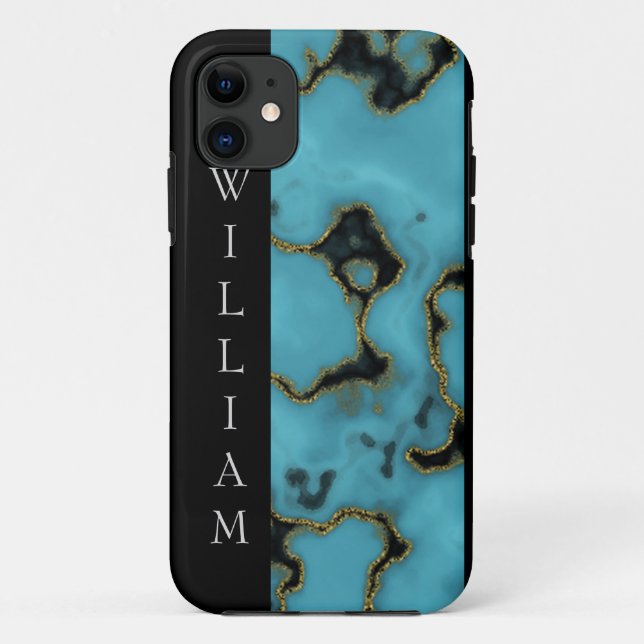 Personalisierter türkisfarbener Stein Case-Mate iPhone Hülle (Rückseite)