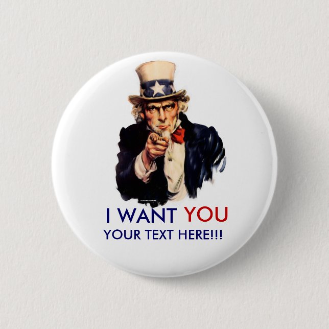 Personalisierter Uncle Sam Knopf Button (Vorderseite)