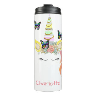 Personalisierter Unicorn-Gesichts-Pastell-und Thermosbecher