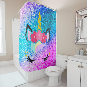 Personalisierter Unicorn Ombre Duschvorhang