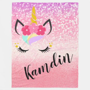 Personalisierter Unicorn Ombre Glitzer-FleeceThrow Fleecedecke
