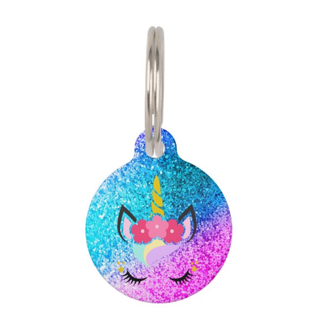 Personalisierter Unicorn Ombre Haustiermarke (Vorderseite)