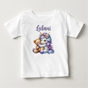 Personalisierter Unicorn und Teddy Bear Baby T - S T-shirt