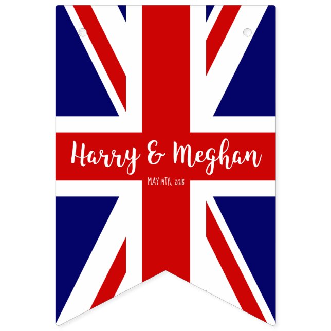 Personalisierter Union Jack | Königliche Hochzeit Wimpelkette (Erste Fahne)