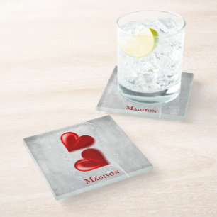 Personalisierter Untersetzer aus Rotkehlglas