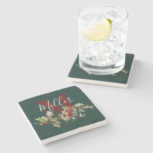 Personalisierter Untersetzer aus Stein und Beeren