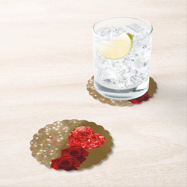 Personalisierter Untersetzer für Red Diamond Rose (Vor Ort)