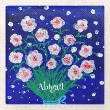 Personalisierter Untersetzer mit rosa Rosenblumen