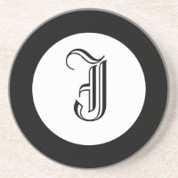 Personalisierter Untersetzer Schwarz-Weiß-Monogram
