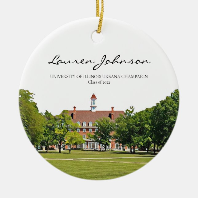 Personalisierter Urbana Champaign Abschluss Keramik Ornament (Vorne)