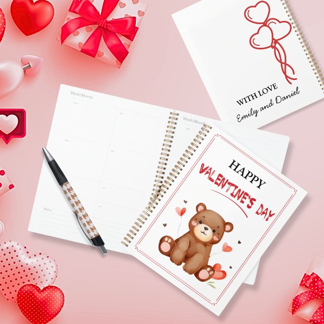 Personalisierter Valentinstag des Wasserbären Planer (Cute Watercolor Bear Valentine personalized Love Planner)