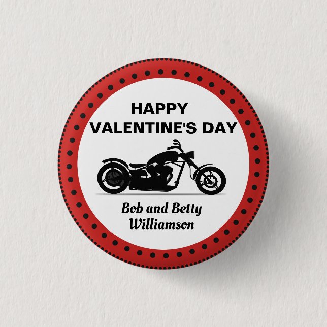 Personalisierter Valentinstag für Motorräder Button (Vorderseite)