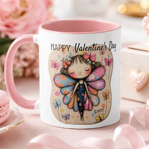 Personalisierter Valentinstag Schmetterlingsfee Tasse