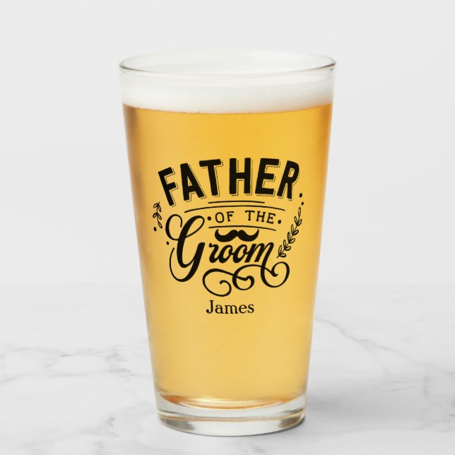 Personalisierter Vater der Groom Mustache Glas (Vorne (Gefüllt))