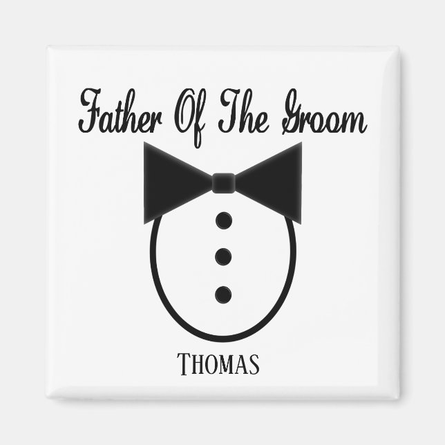 Personalisierter Vater der Groom Tux und Bow-Krawa Magnet (Vorne)