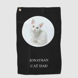 Personalisierter Vater für Katzen Schwarzes Foto  Golfhandtuch