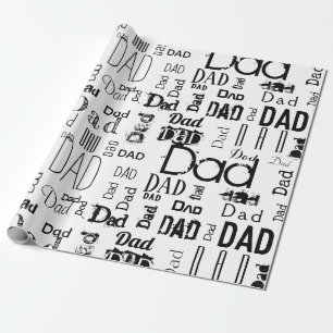 Personalisierter Vater Typografie Schwarz-weiß Geschenkpapier