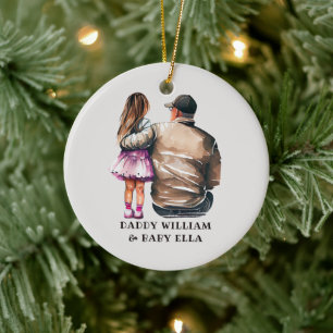 Personalisierter Vater und Tochter (4) Keramik Ornament