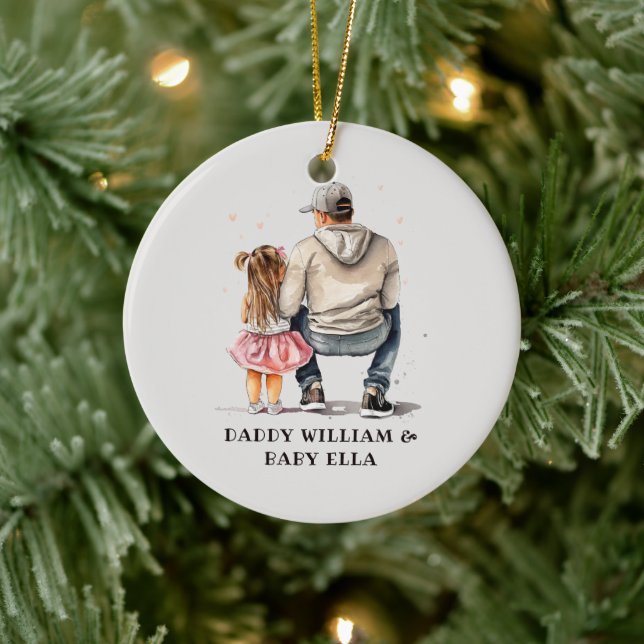 Personalisierter Vater und Tochter (6) Keramik Ornament (Baum)