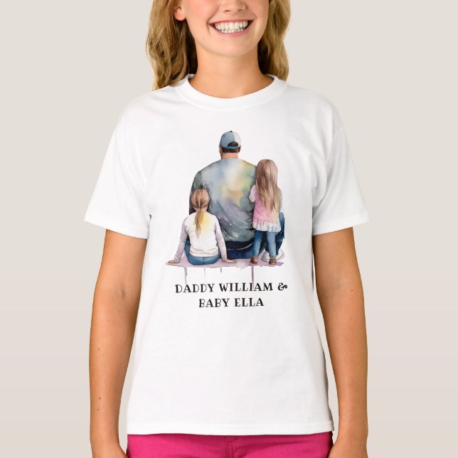 Personalisierter Vater und Töchter (9) T-Shirt (Vorderseite)