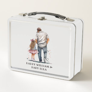 Personalisierter Vater und Tochter Metall Brotdose