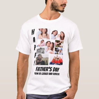 Personalisierter Vatertag 9 Foto Collage T - Shirt