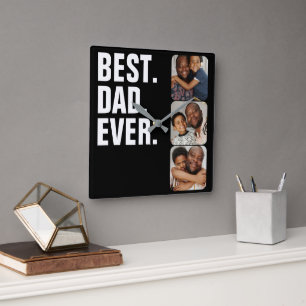 Personalisierter Vatertag Foto Geschenk Bester Vat Quadratische Wanduhr