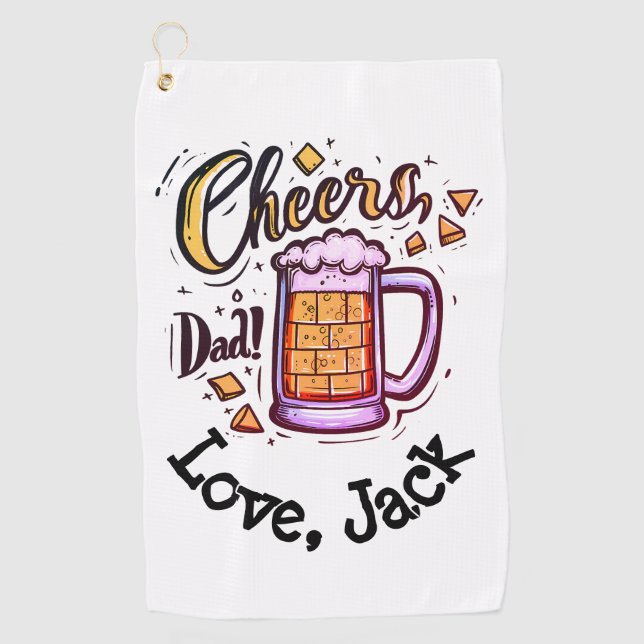 Personalisierter Vatertag von Kindern Golfhandtuch (Vorderseite)