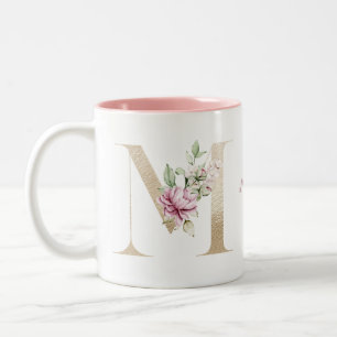 Personalisierter vergoldeter Anfangsbuchstabe M mi Zweifarbige Tasse