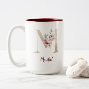 Personalisierter vergoldeter Anfangsbuchstabe M mi Zweifarbige Tasse