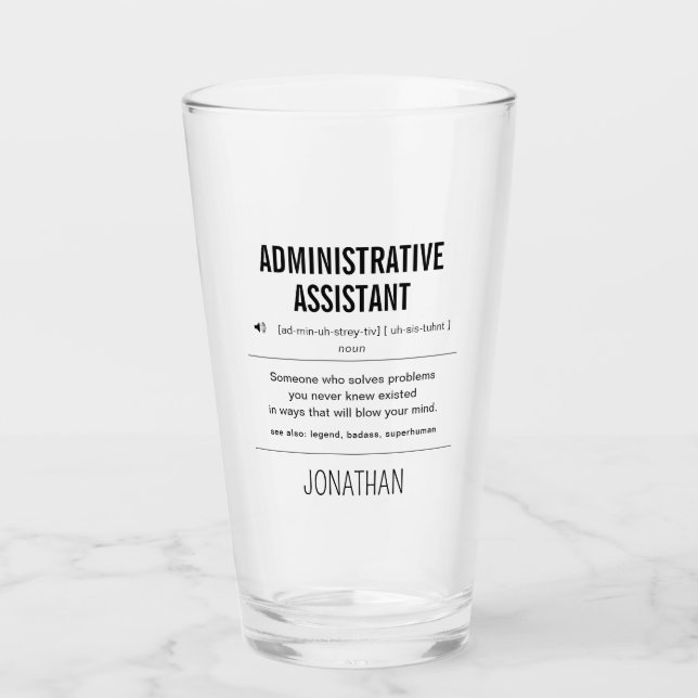 Personalisierter Verwaltungsassistent Funny Glas (Vorderseite)
