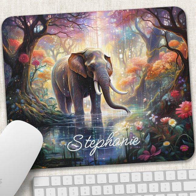 Personalisierter verzauberter Waldelefant Mousepad (Von Creator hochgeladen)