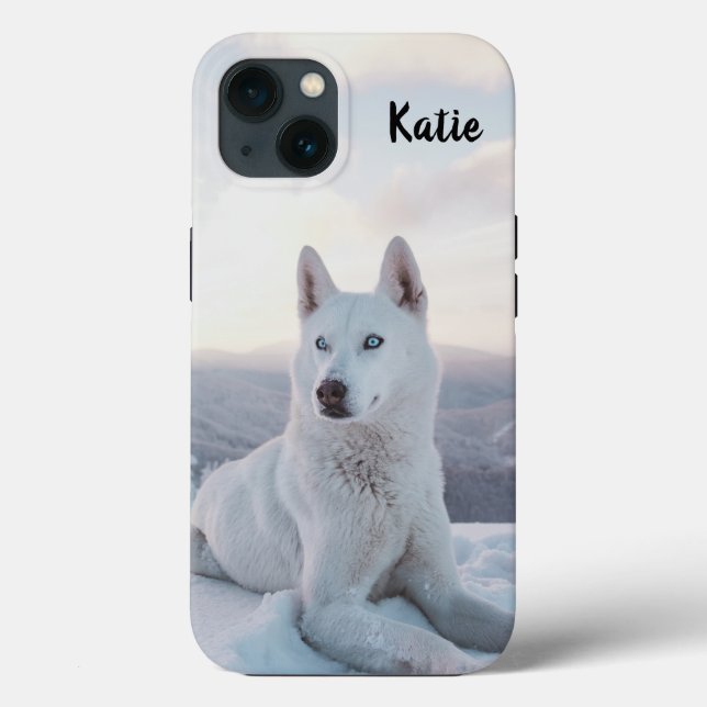 Personalisierter verzauberter Weißer Husky-Hund im Case-Mate iPhone Hülle (Rückseite)