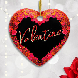 Personalisierter Verzierter Valentinstag Keramik Ornament