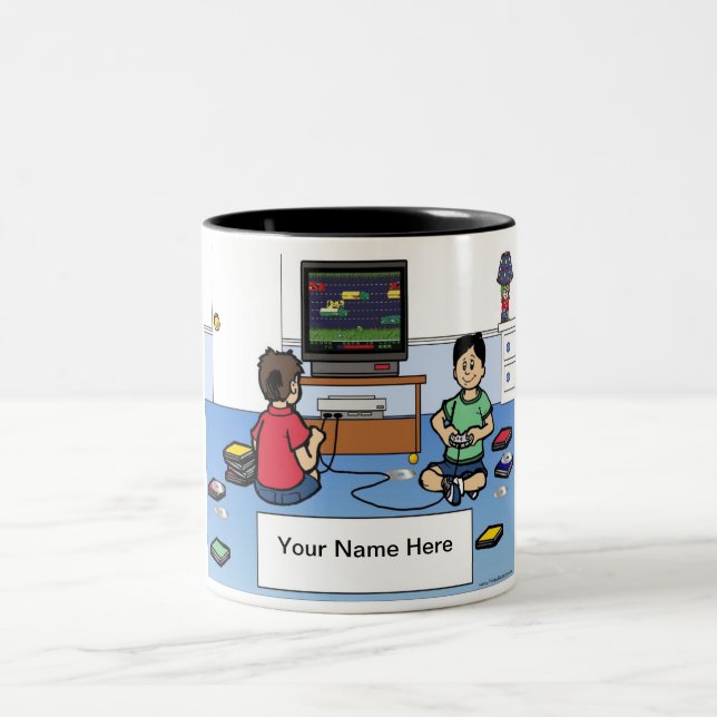 Personalisierter Videospielplayer - Männlicher Car Zweifarbige Tasse (Mittel)