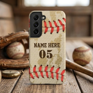 Personalisierter Vintage-Baseball-Name Nummer Retr Samsung Galaxy Hülle
