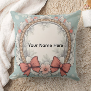 Personalisierter Vintage-Blumenkranz Mint Kissen