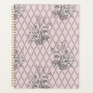 Personalisierter Vintage-Blumenplaner in Rosa Planer