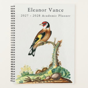 Personalisierter Vintage-Botanischer-Vogel-Akademi Planer