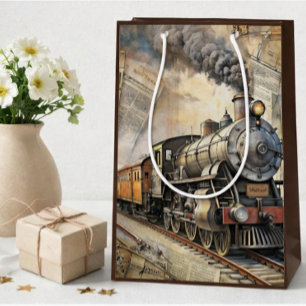 Personalisierter Vintage-Dampfzüge   Zug-Geschenk Mittlere Geschenktüte