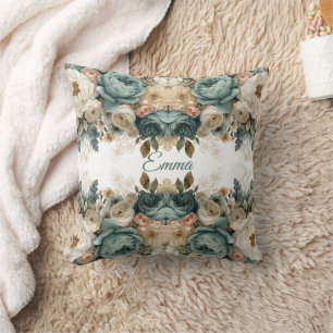 Personalisierter Vintage-Frühlingsrosengarten Kissen