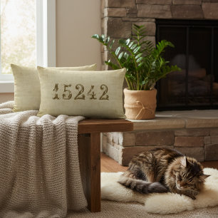 Personalisierter Vintage-PLZ-Dekor Lendenkissen