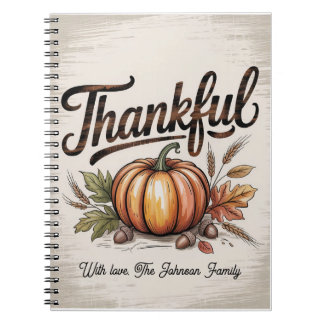 Personalisierter Vintage-Rustic-Thankful-Kürbis Notizblock