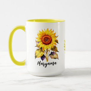 Personalisierter Vintage-Sonnenblumen-Becher mit s Tasse