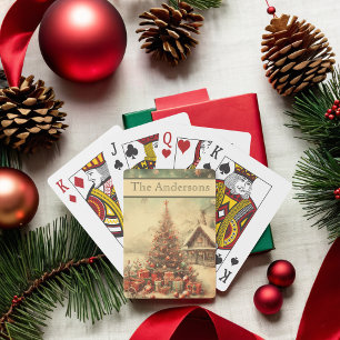 Personalisierter Vintage-Weihnachtsbaum Spielkarten