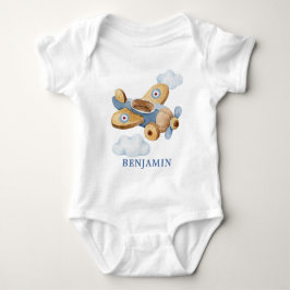 Personalisierter Vintager Airplane Toy Baby Bodysu Strampler