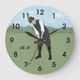 Personalisierter Vintager Artgolfspieler Große Wanduhr