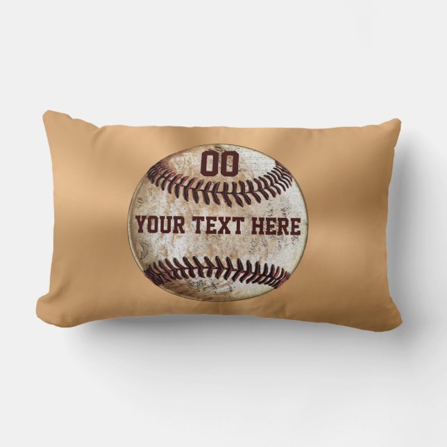 Personalisierter Vintager Baseball-KissenLumbar Lendenkissen (Vorderseite)