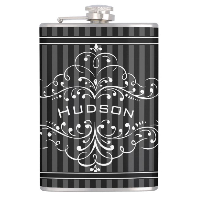 Personalisierter Vintager Blüh Hipster Flachmann (Vorderseite)