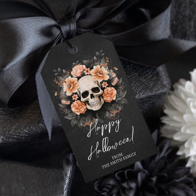 Personalisierter Vintager Blumenschmuck Geschenkanhänger (Add a touch of spooky elegance to your Halloween gifts and party favors with these gift tags.)